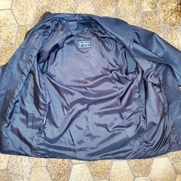 VTG Gino De Giorgio Black Leather Duster Jacket Oversize Fall Overcoat - Picture 7 of 12